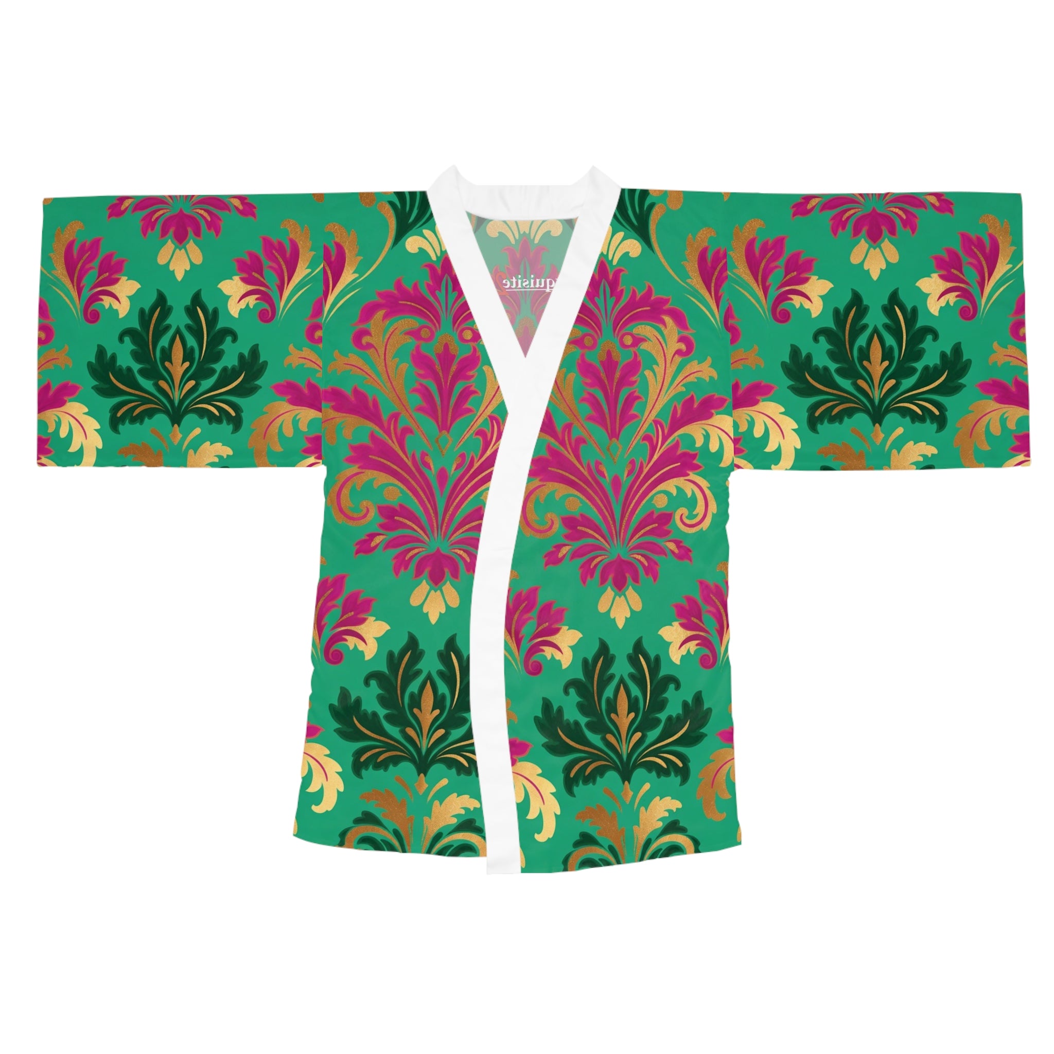 Kimono Robe - Vibrant Teal & Magenta Damask Lounge Kimono