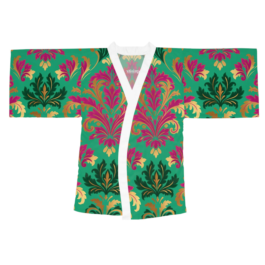 Kimono Robe - Vibrant Teal & Magenta Damask Lounge Kimono