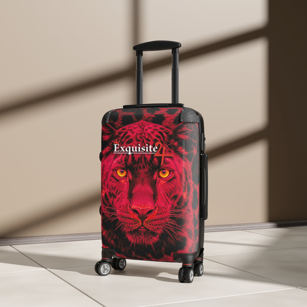 Exquisite 24 Red Leopard Carry-On Suitcase — Bold Animal Print Luggage