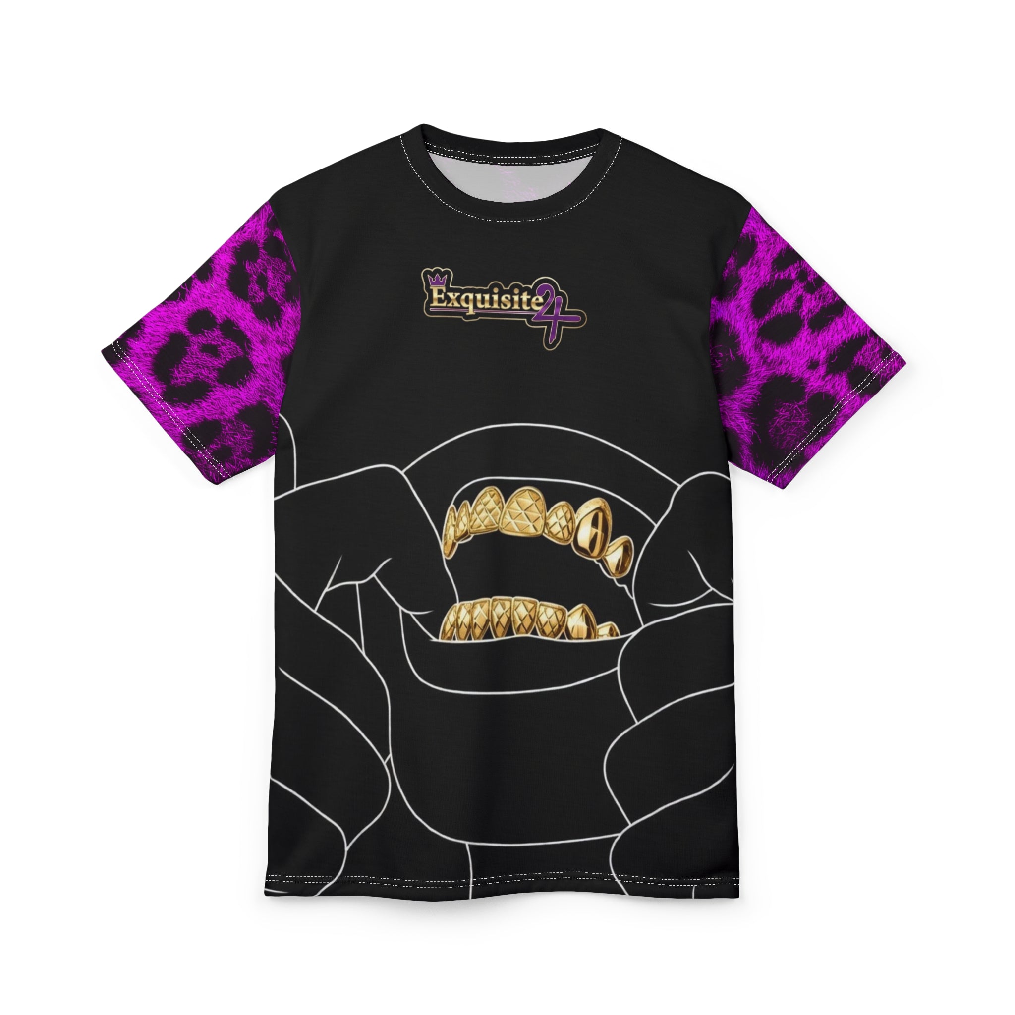 Purple Leopard Gold Grillz Graphic Tee
