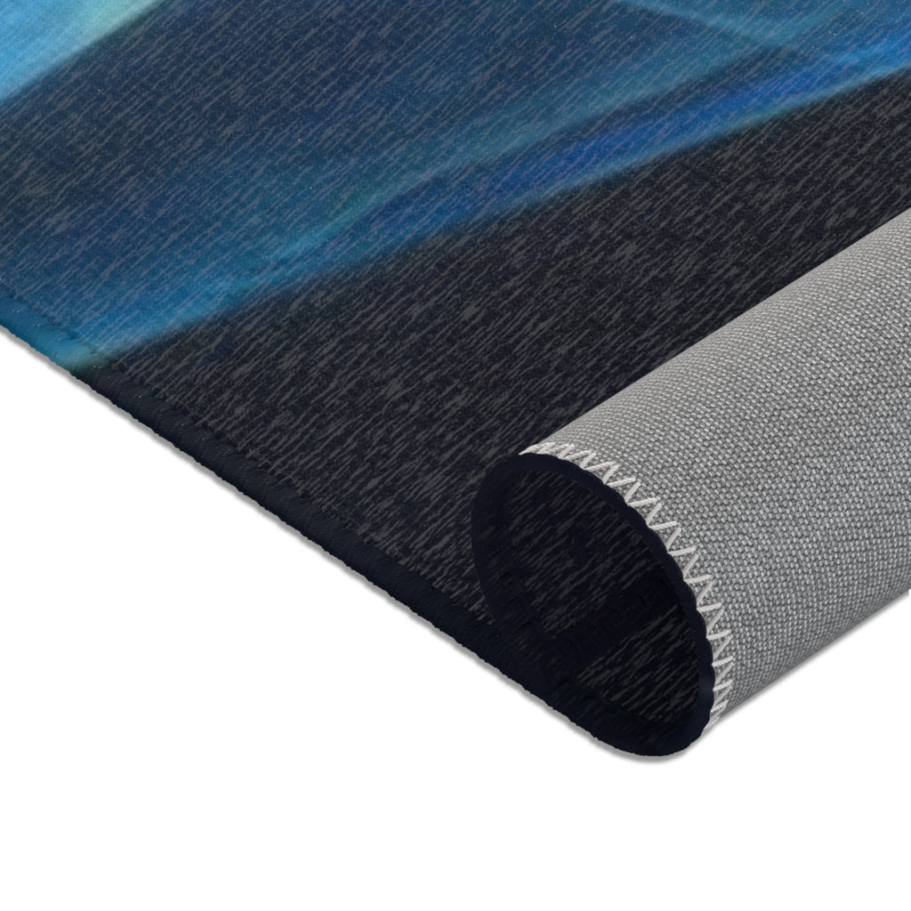 Geometric Blue Triangle Area Rug — Modern Abstract Accent Rug for Living Room & Bedroom