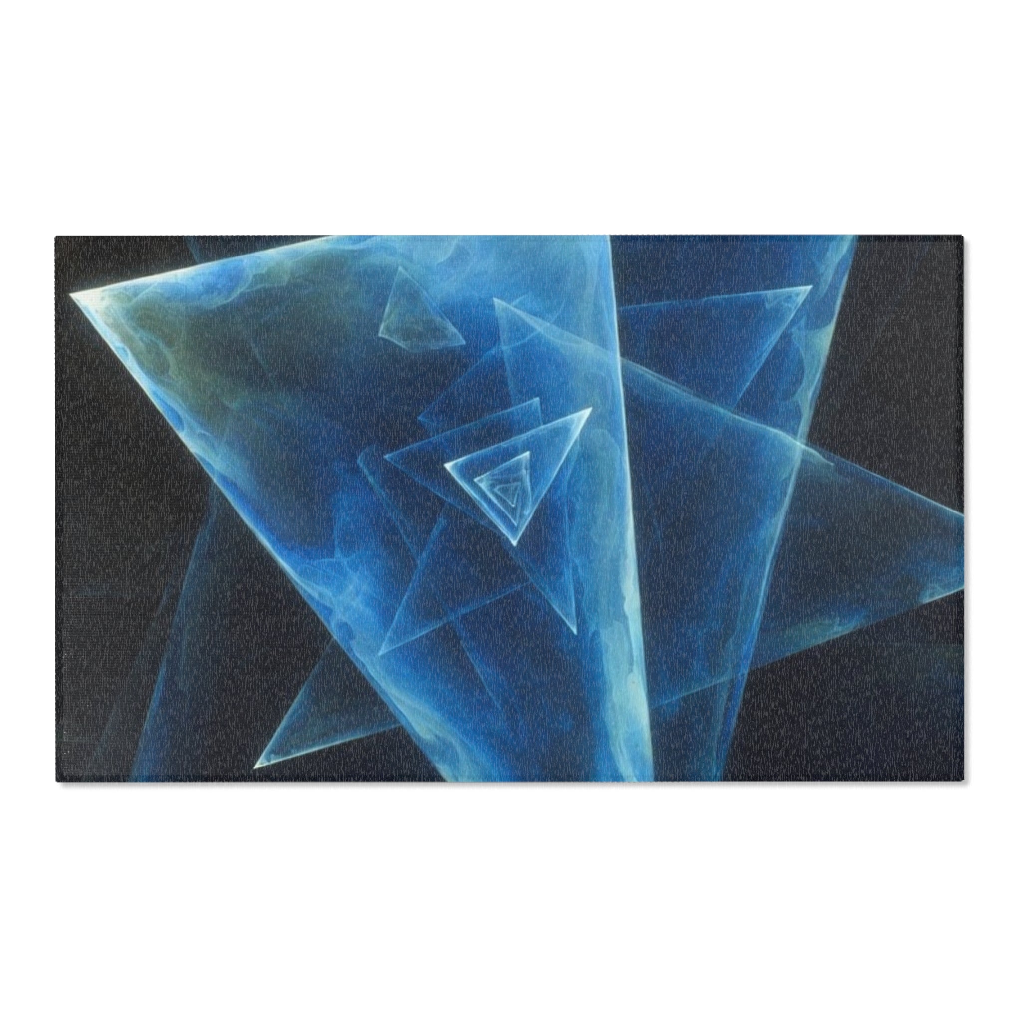 Geometric Blue Triangle Area Rug — Modern Abstract Accent Rug for Living Room & Bedroom
