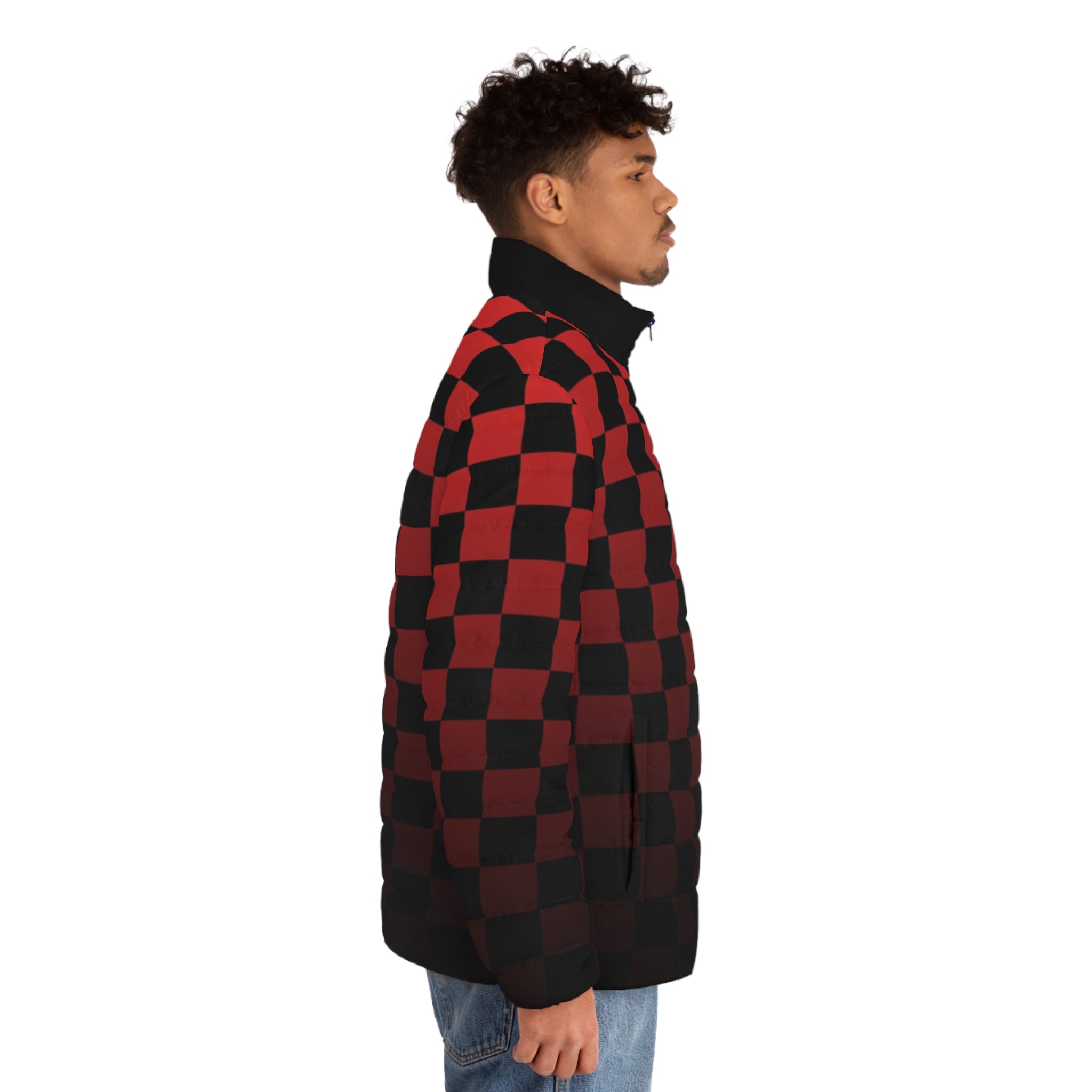 Red & Black Checker Puffer Jacket