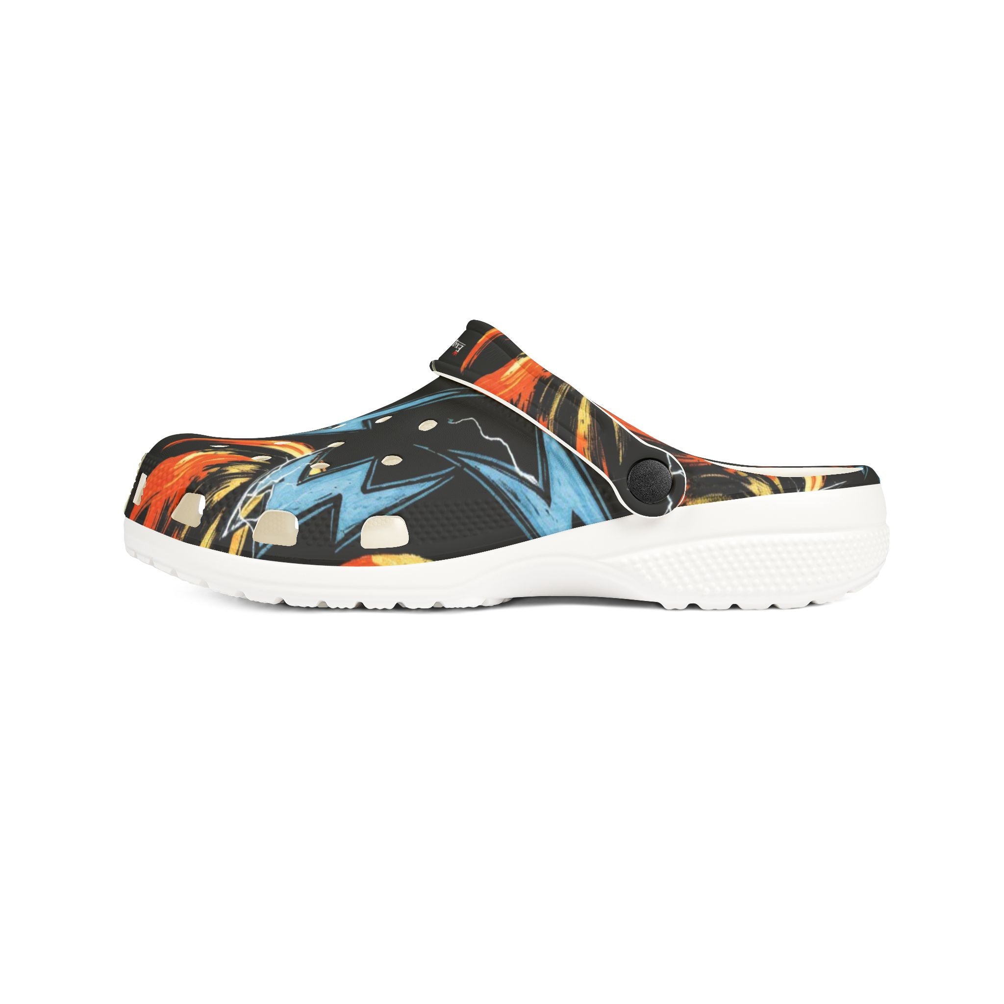Flame & Lightning EVA Foam Clogs — Bold Graphic Slip-On Shoes