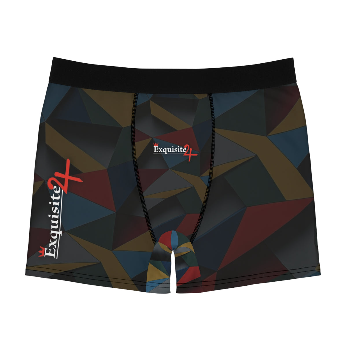 Geometric Color-Block Boxer Briefs — Exquisite Logo All-Over Print