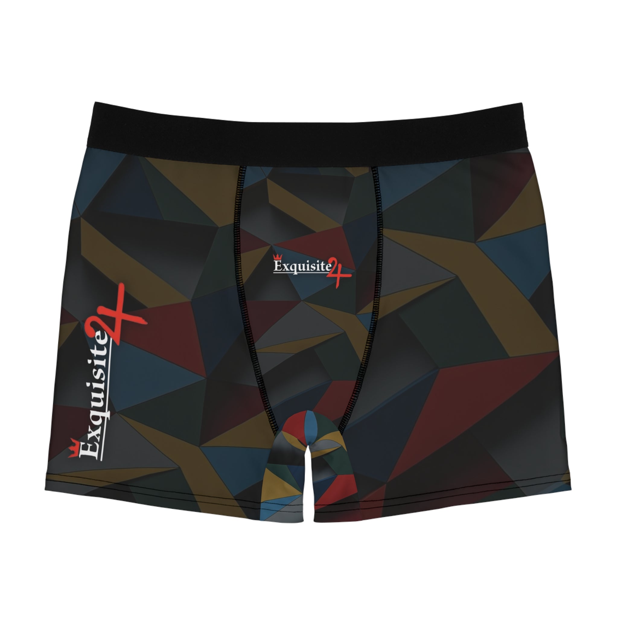 Geometric Color-Block Boxer Briefs — Exquisite Logo All-Over Print