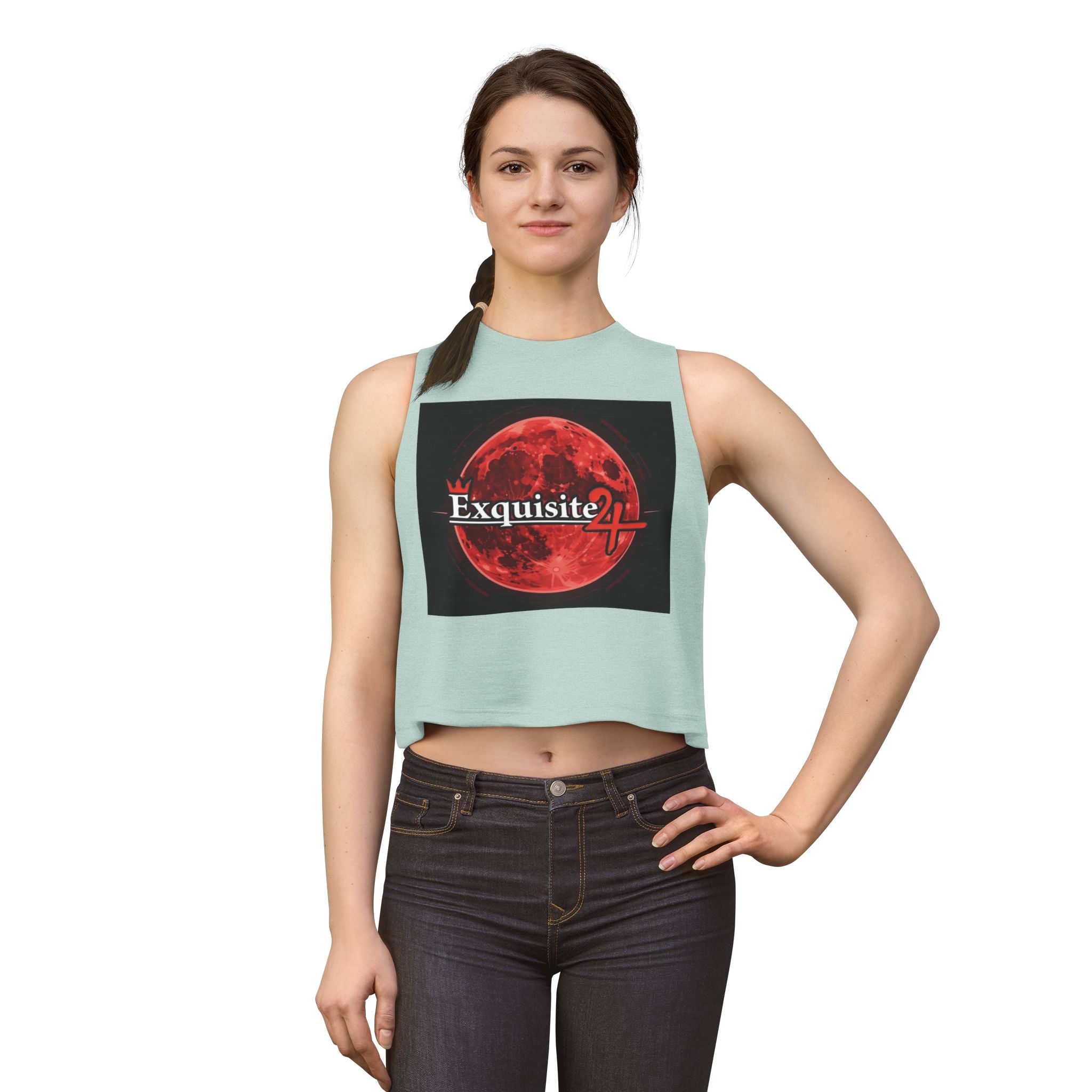 Exquisite Red Moon Crop Top — Women’s Graphic Tank