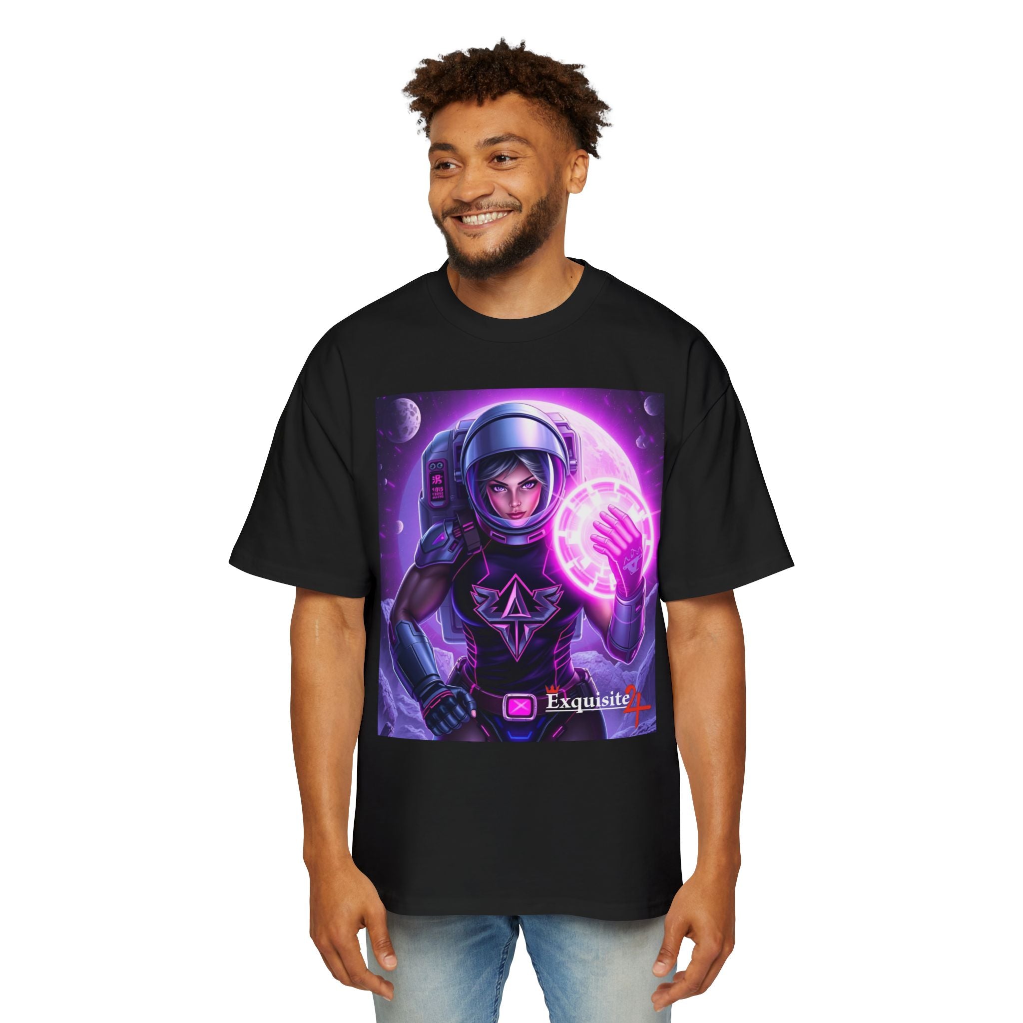 Astronaut Warrior Tee — Neon Space Mage Graphic T-Shirt