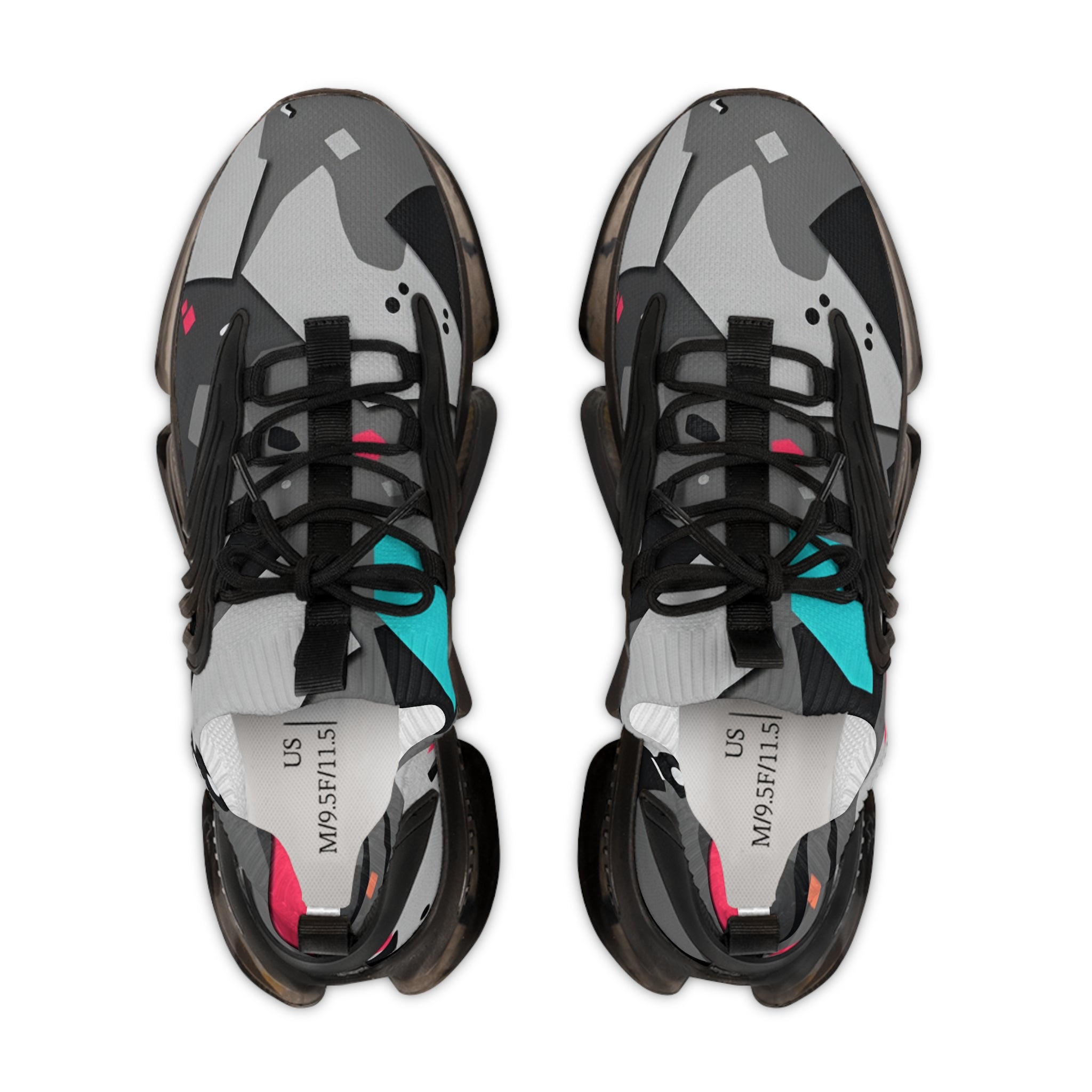 Blue Geometric Mesh Sneakers