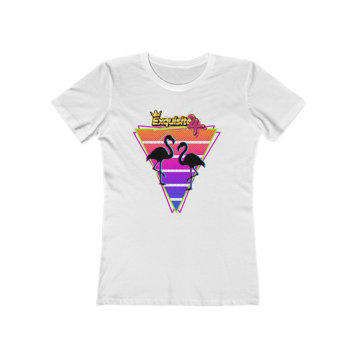 Retro Flamingo Triangle Graphic Tee — Boyfriend Tee for Women