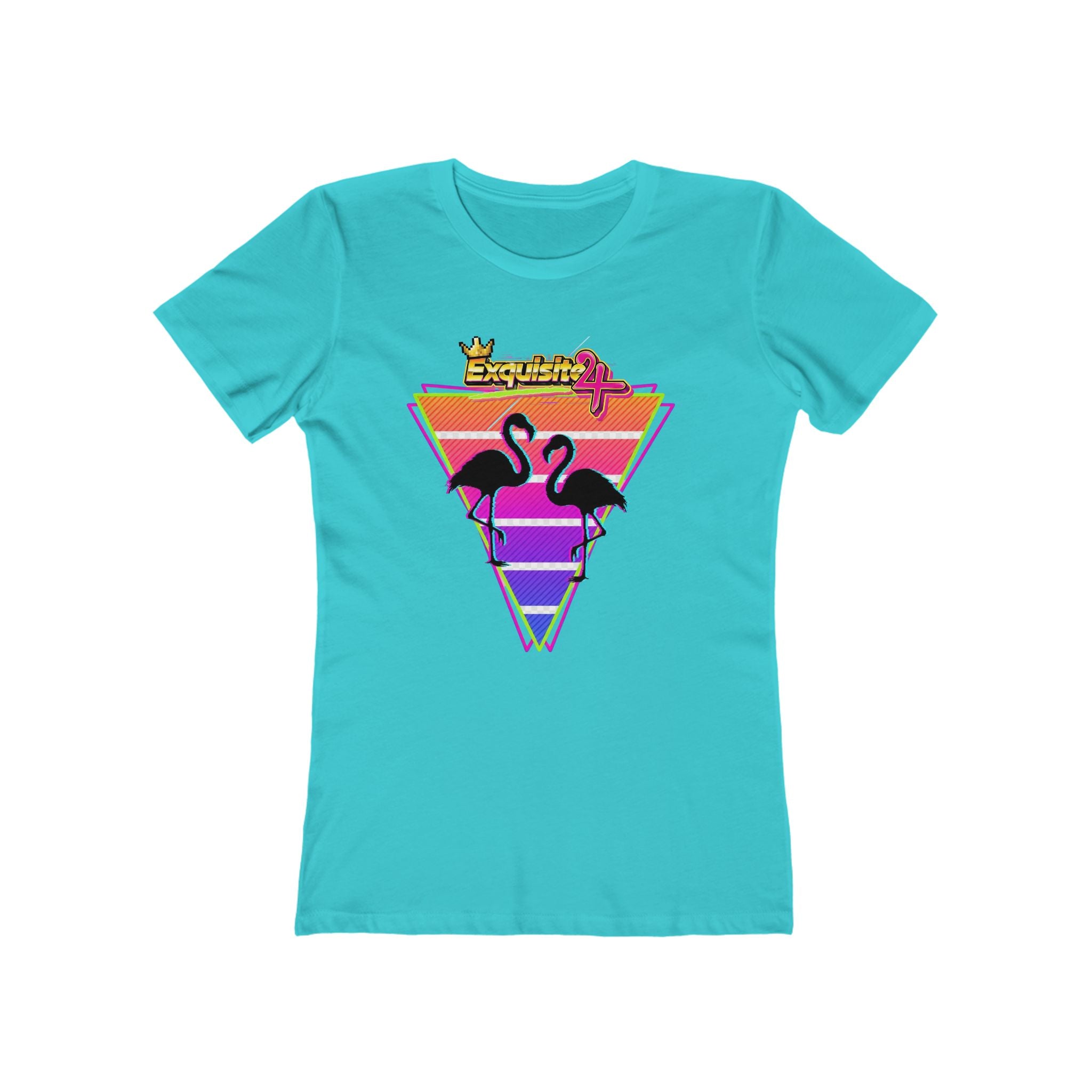 Retro Flamingo Triangle Graphic Tee — Boyfriend Tee for Women
