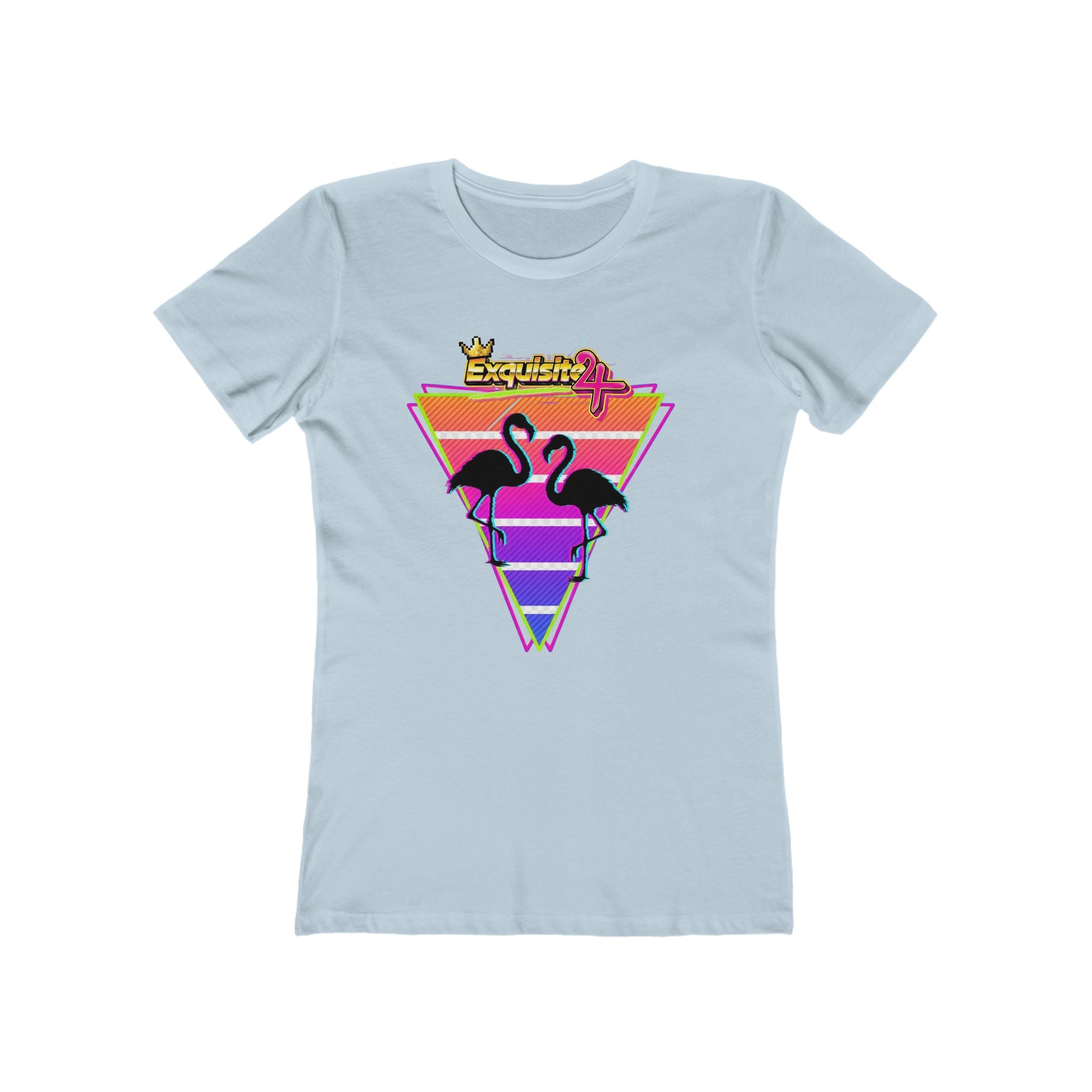Retro Flamingo Triangle Graphic Tee — Boyfriend Tee for Women
