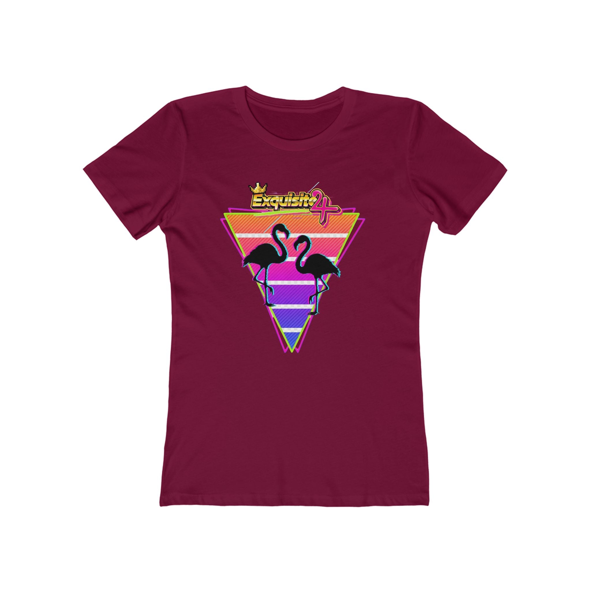 Retro Flamingo Triangle Graphic Tee — Boyfriend Tee for Women