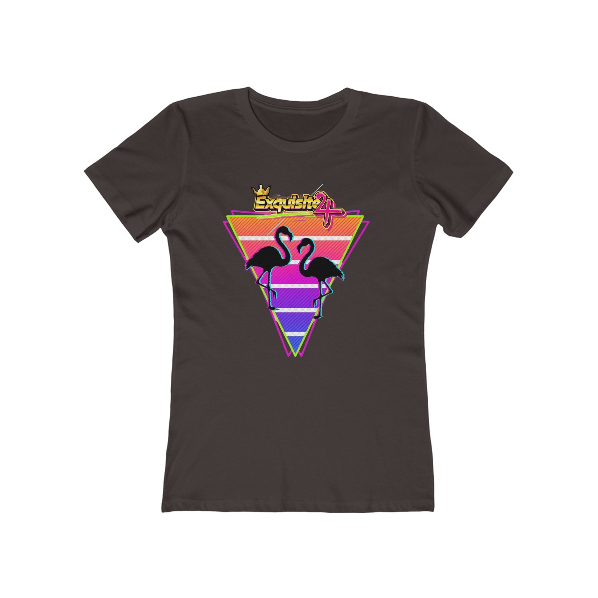 Retro Flamingo Triangle Graphic Tee — Boyfriend Tee for Women