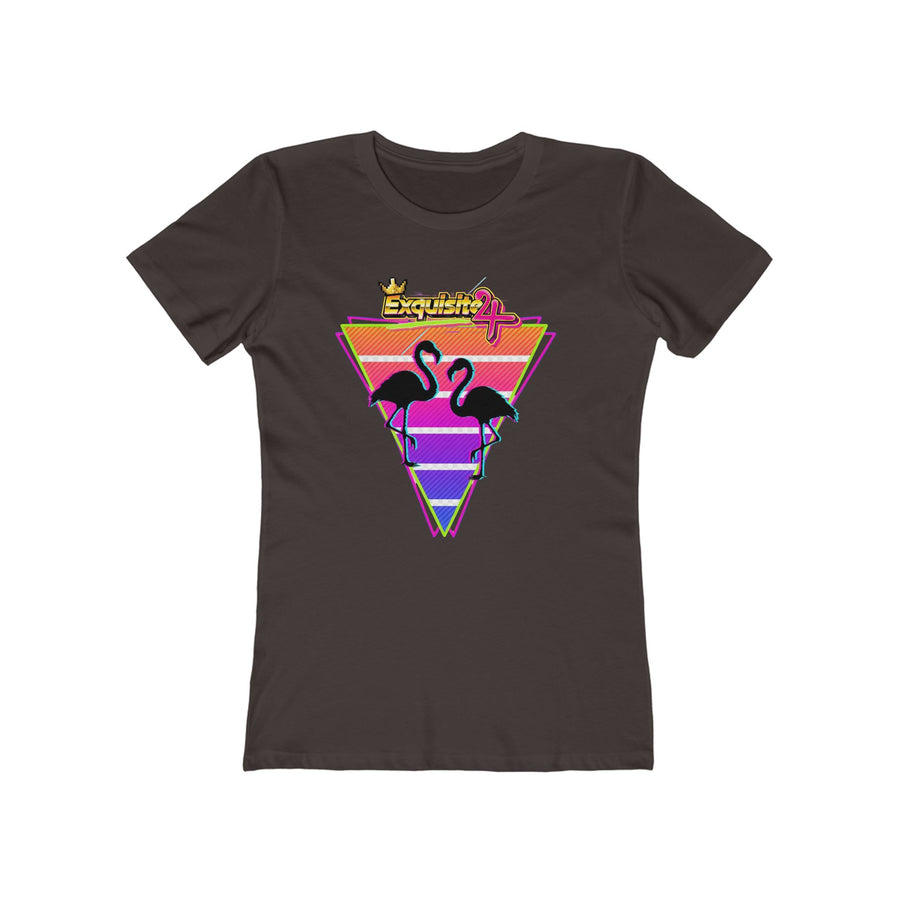 Retro Flamingo Triangle Graphic Tee — Boyfriend Tee for Women