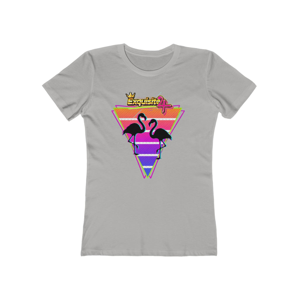Retro Flamingo Triangle Graphic Tee — Boyfriend Tee for Women