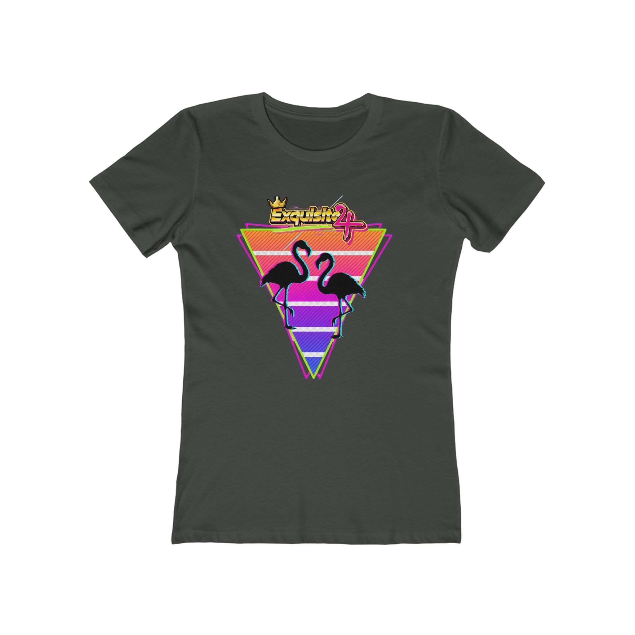 Retro Flamingo Triangle Graphic Tee — Boyfriend Tee for Women