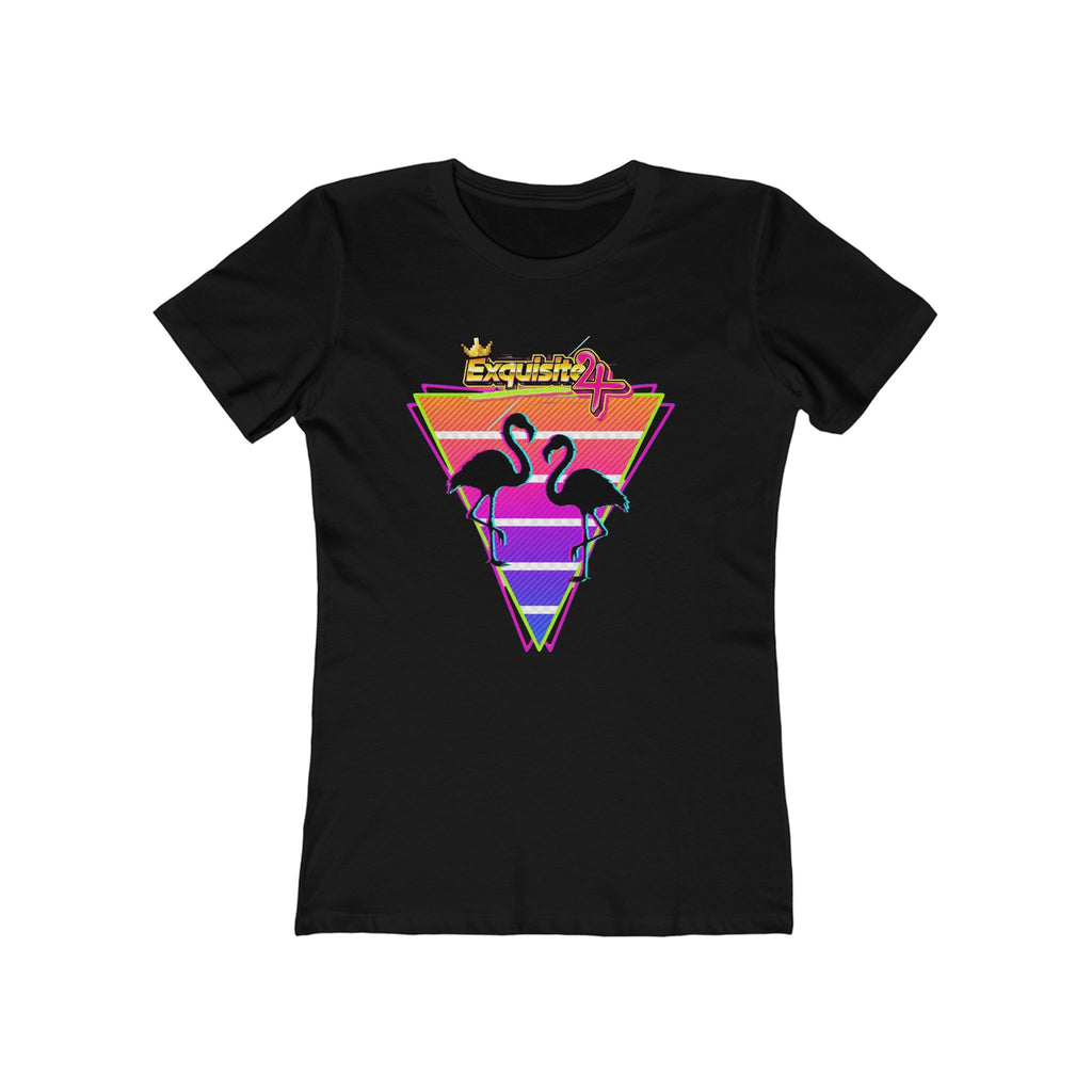 Retro Flamingo Triangle Graphic Tee — Boyfriend Tee for Women