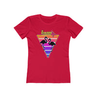 Retro Flamingo Triangle Graphic Tee — Boyfriend Tee for Women