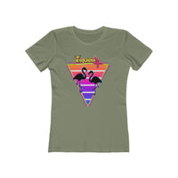 Retro Flamingo Triangle Graphic Tee — Boyfriend Tee for Women