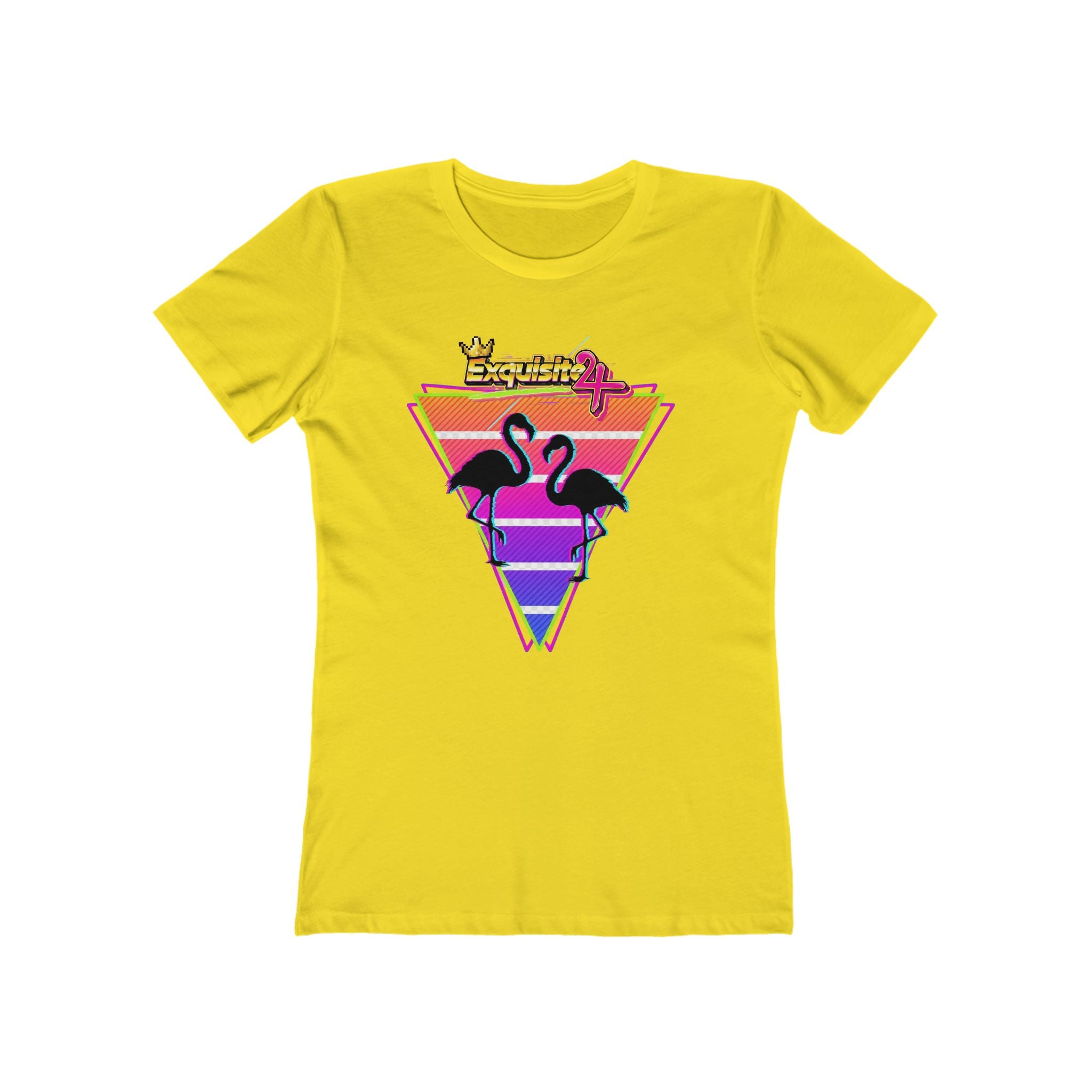 Retro Flamingo Triangle Graphic Tee — Boyfriend Tee for Women