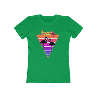 Retro Flamingo Triangle Graphic Tee — Boyfriend Tee for Women