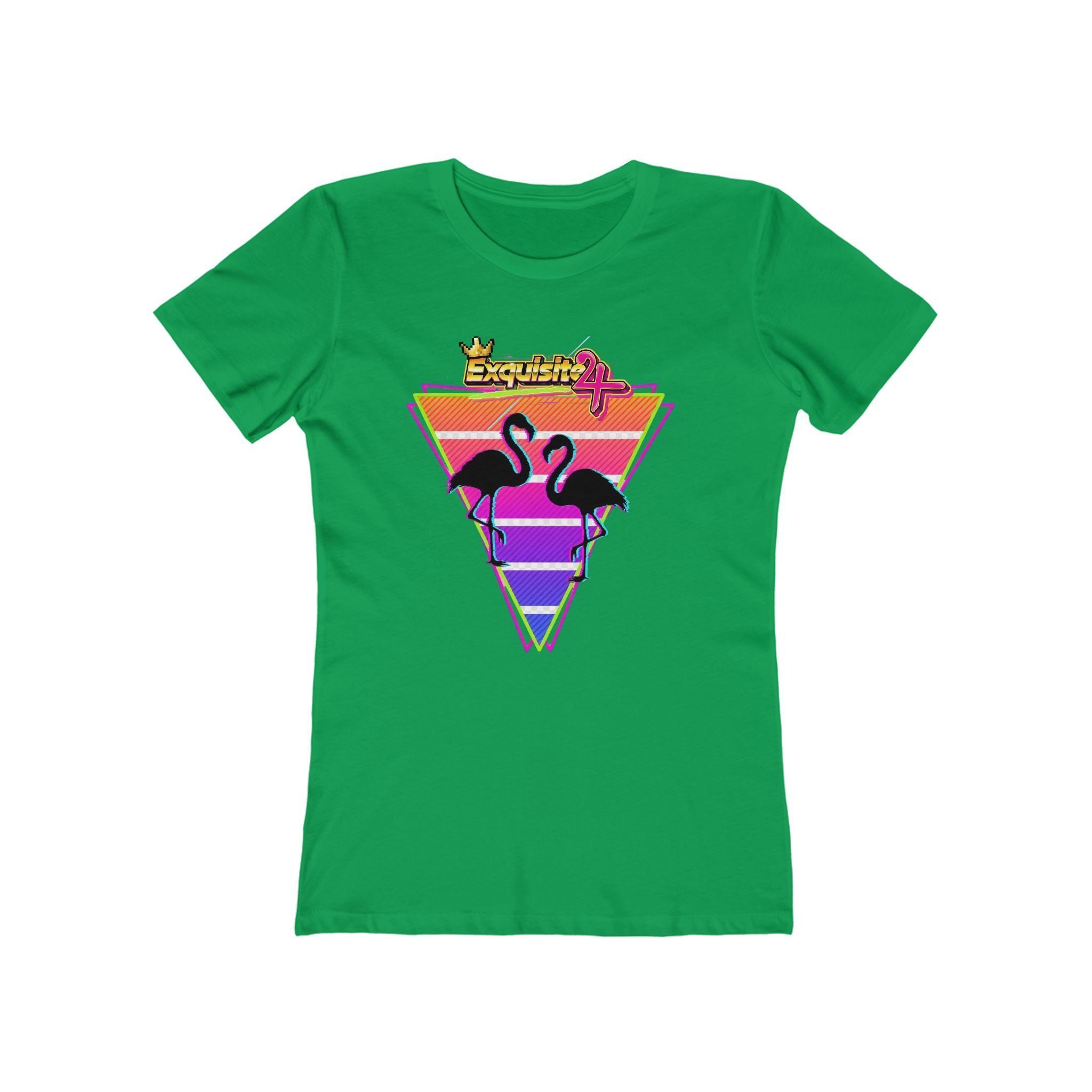 Retro Flamingo Triangle Graphic Tee — Boyfriend Tee for Women