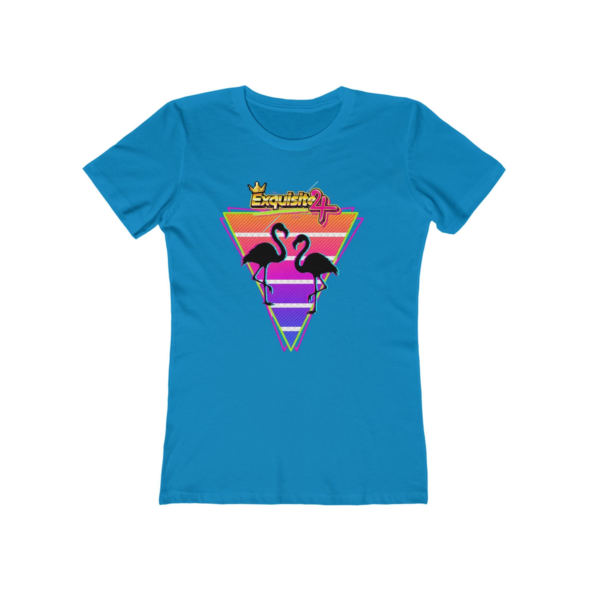 Retro Flamingo Triangle Graphic Tee — Boyfriend Tee for Women