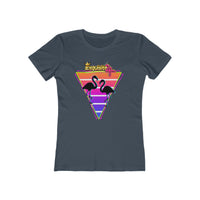 Retro Flamingo Triangle Graphic Tee — Boyfriend Tee for Women