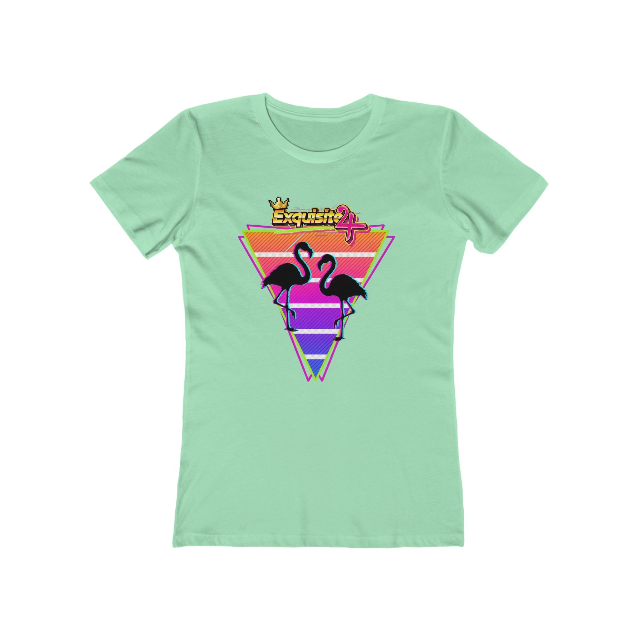 Retro Flamingo Triangle Graphic Tee — Boyfriend Tee for Women