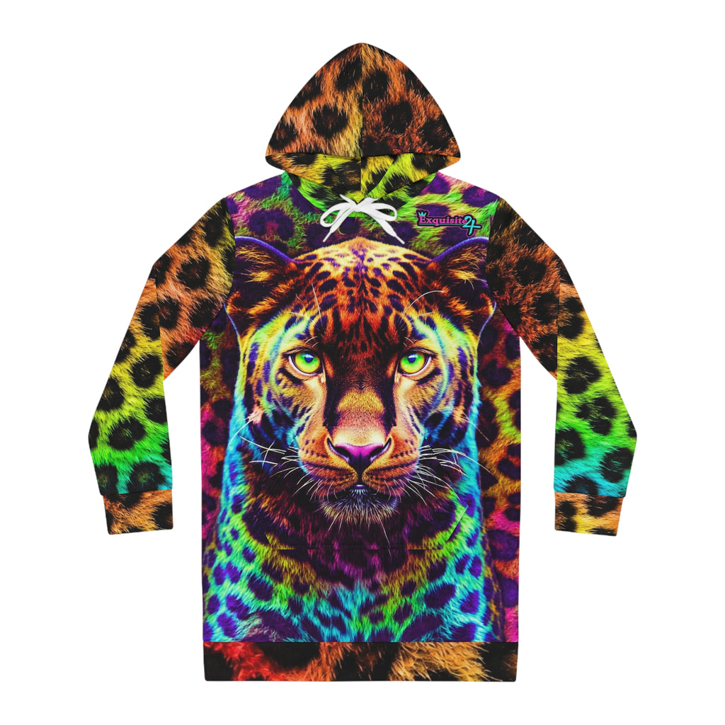 Rainbow Leopard Hoodie Dress