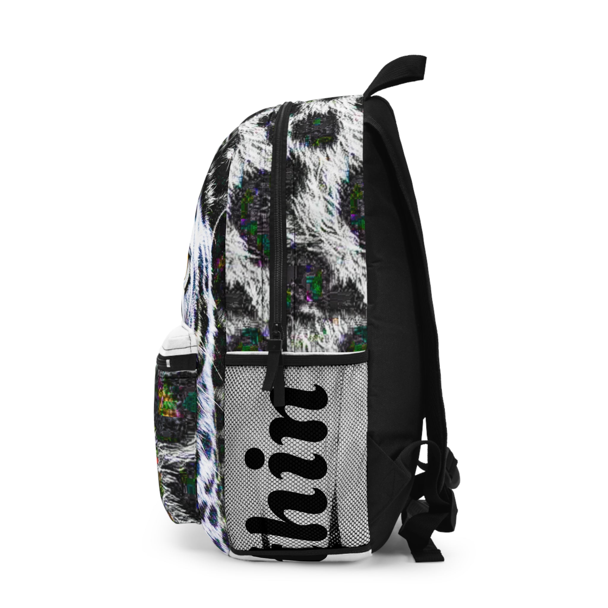 Snow Leopard Print Backpack with 'Exquisite 24' Logo & Personalized Side Name