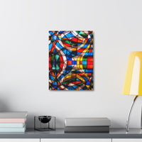 Stained Glass Abstract Stretched Canvas Print — Colorful Geometric Wall Art