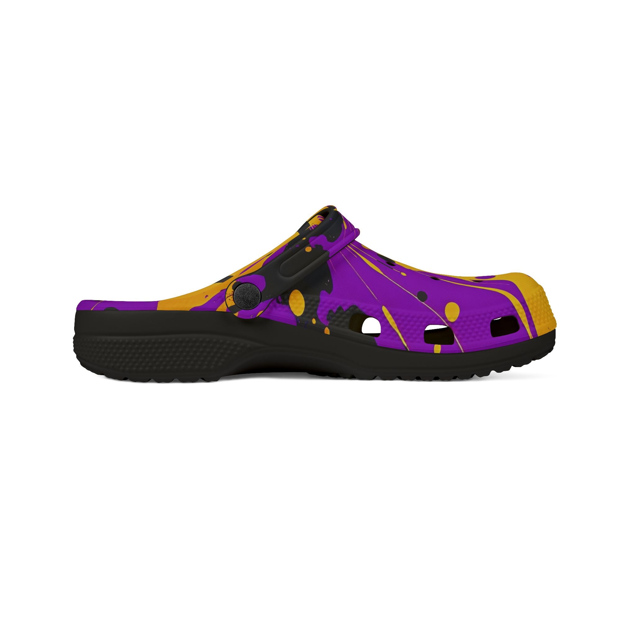 Purple & Yellow Paint Splatter EVA Foam Clogs