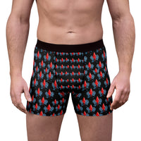 Red Jewel & Blue Roses Boxer Briefs — Men's Patterned AOP Underwear