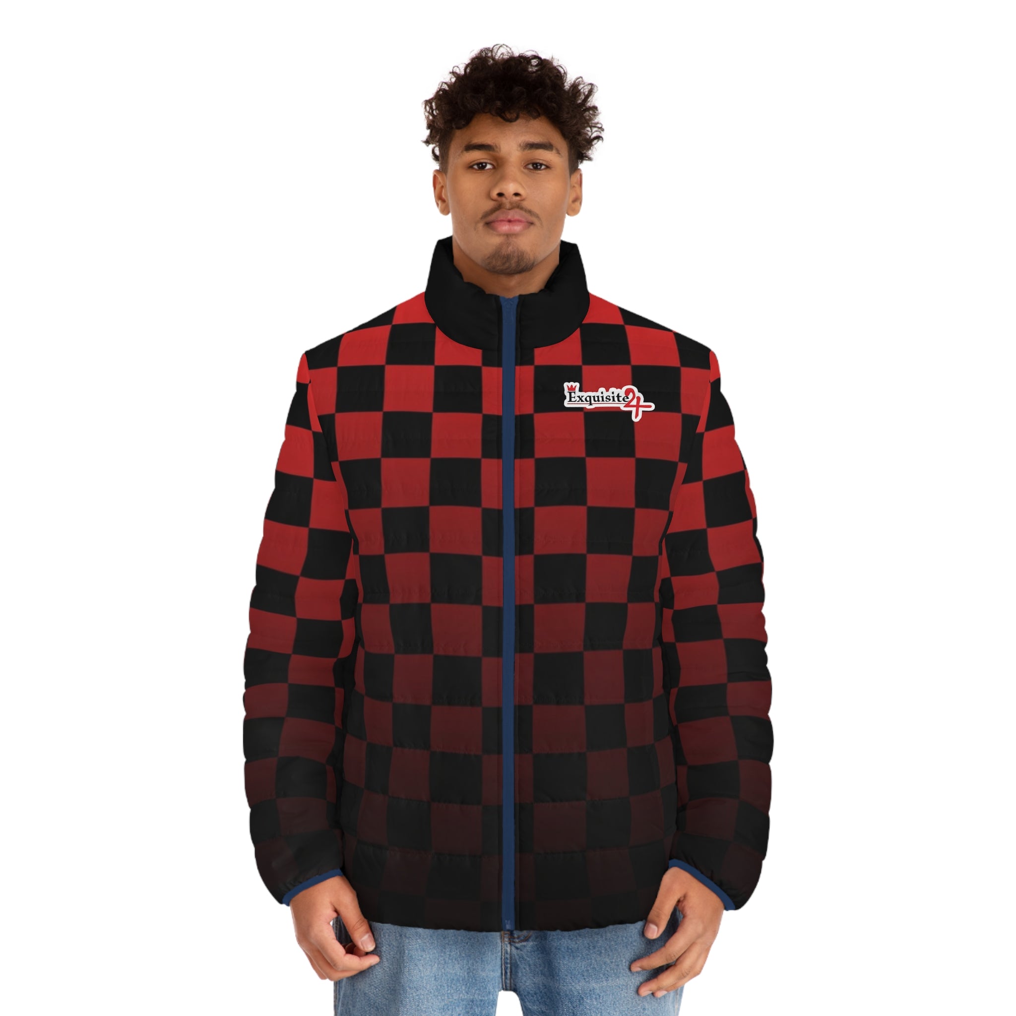 Red & Black Checker Puffer Jacket