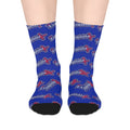 Exquisite 24 Logo Mid-Length Socks — Blue Branded Crew Socks