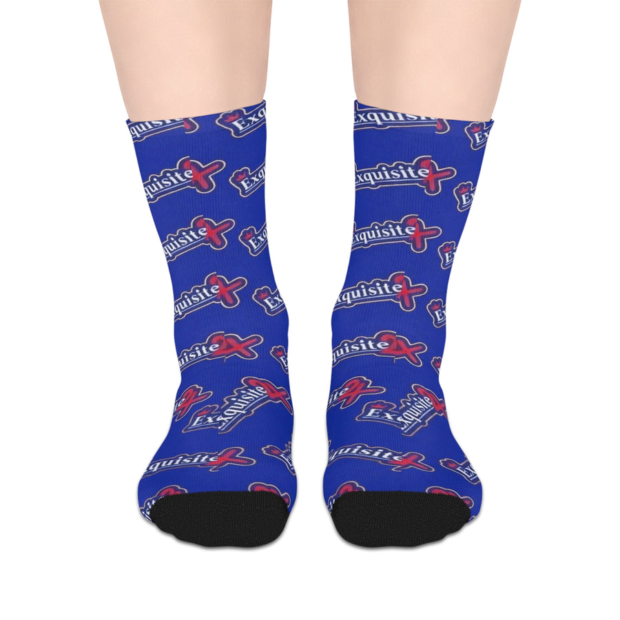 Exquisite 24 Logo Blue Mid-Length Socks