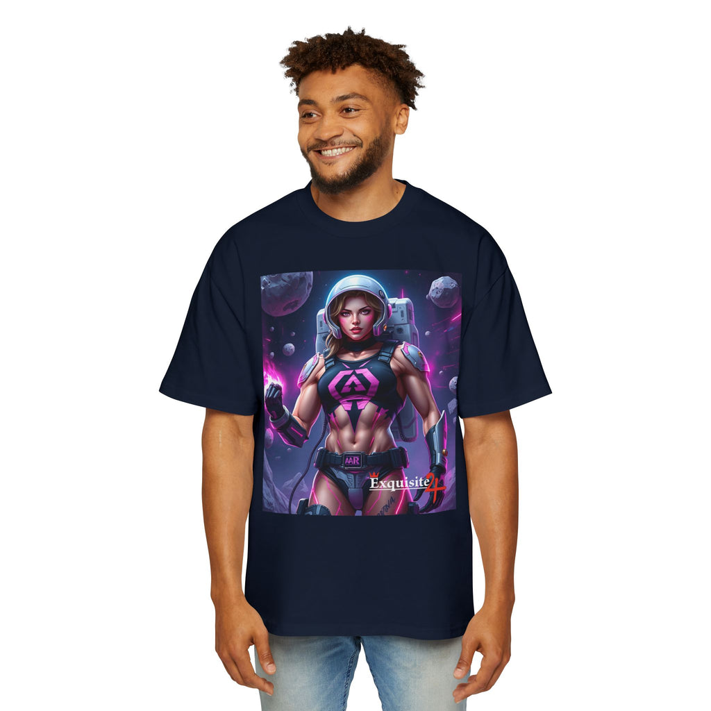 Astronaut Warrior Graphic Tee — Men's Sci‑Fi Space Gamer Oversized Shirt