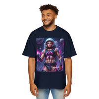 Astronaut Warrior Graphic Tee — Men's Sci‑Fi Space Gamer Oversized Shirt