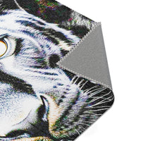 Leopard Portrait Area Rug — Bold Black & White Animal Print Accent Rug