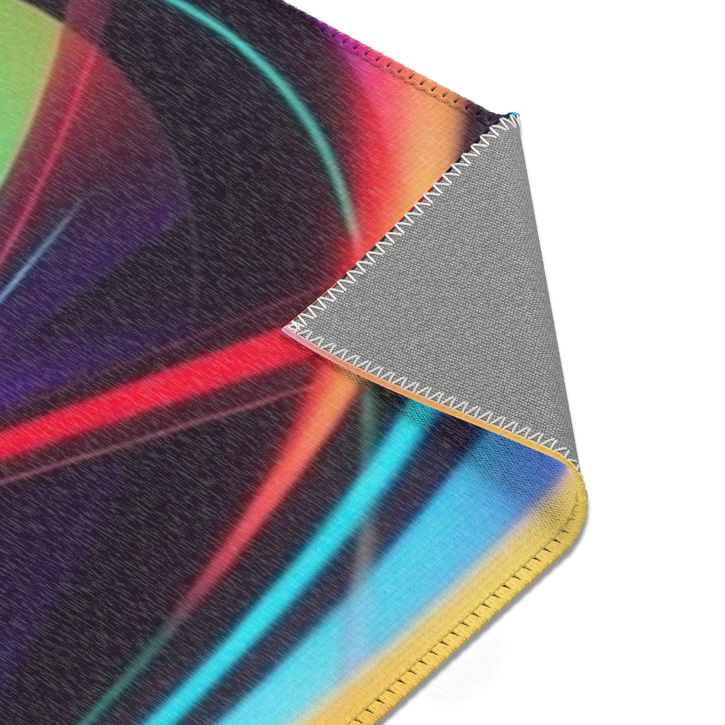 Neon Swirl Area Rug — Retro Rainbow Abstract Accent Rug