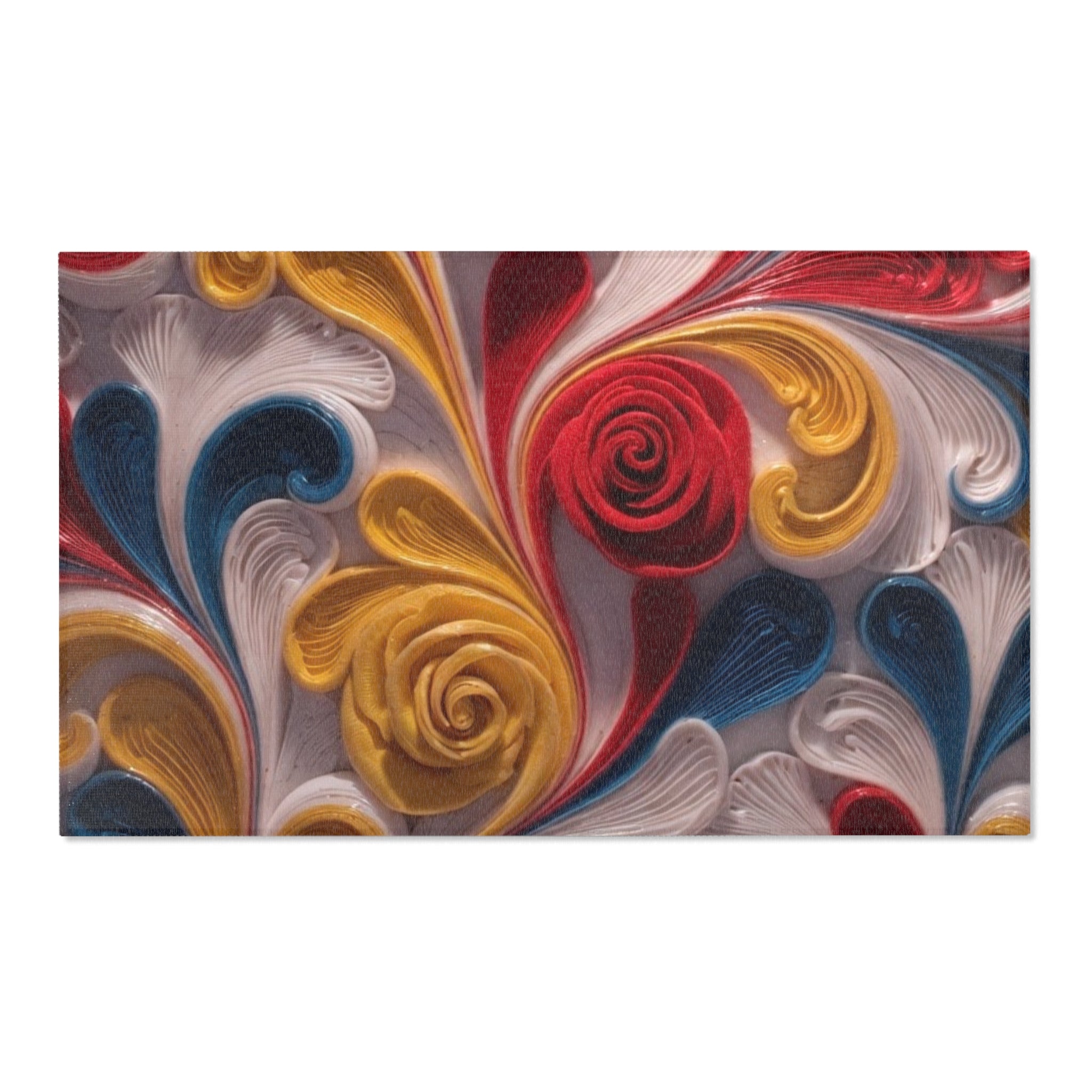 Abstract Floral Swirl Area Rug — Colorful Boho Decorative Accent Rug