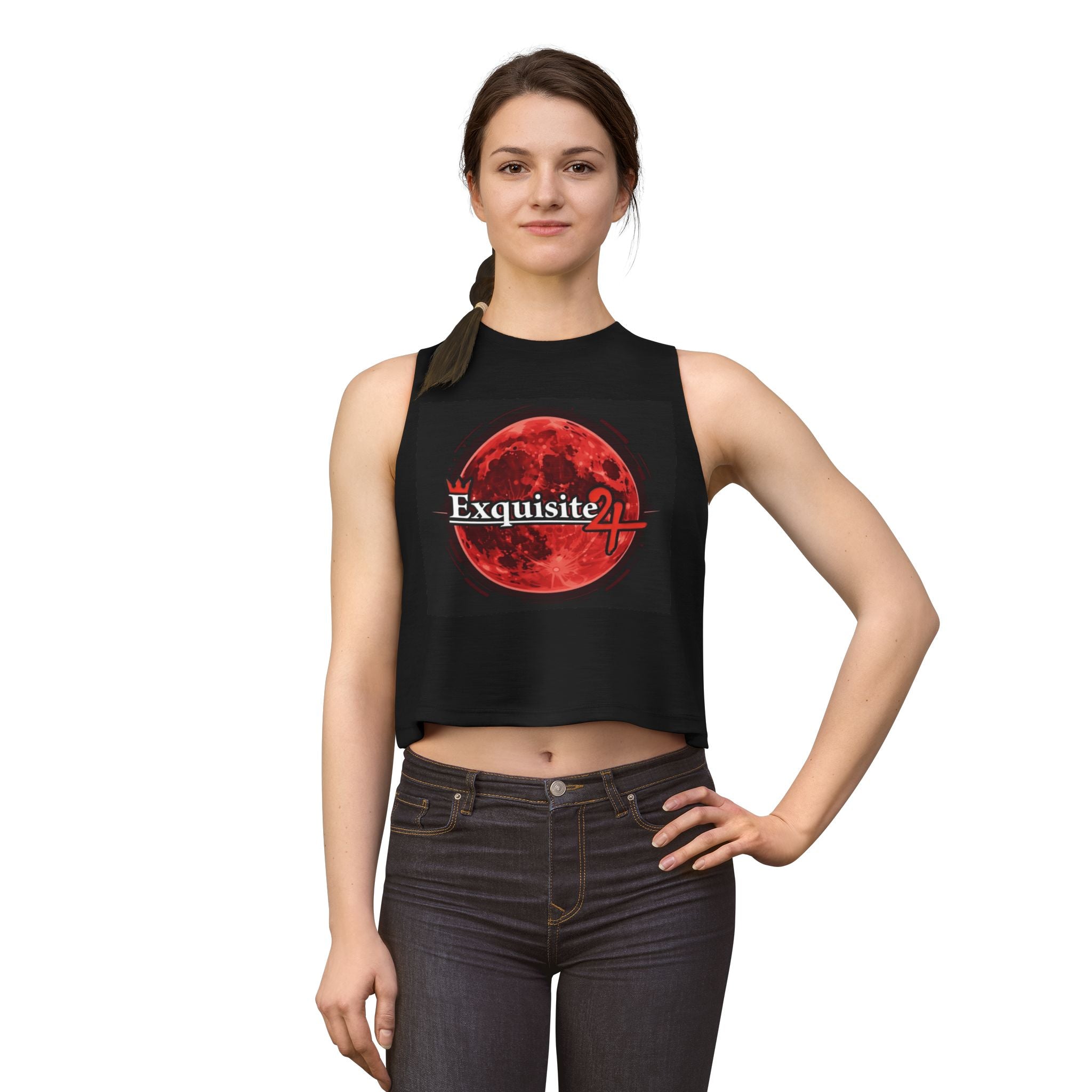 Exquisite Red Moon Crop Top — Women’s Graphic Tank