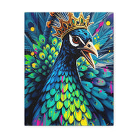 Peacock King Stretched Canvas – Vibrant Crowned Peacock Wall Art