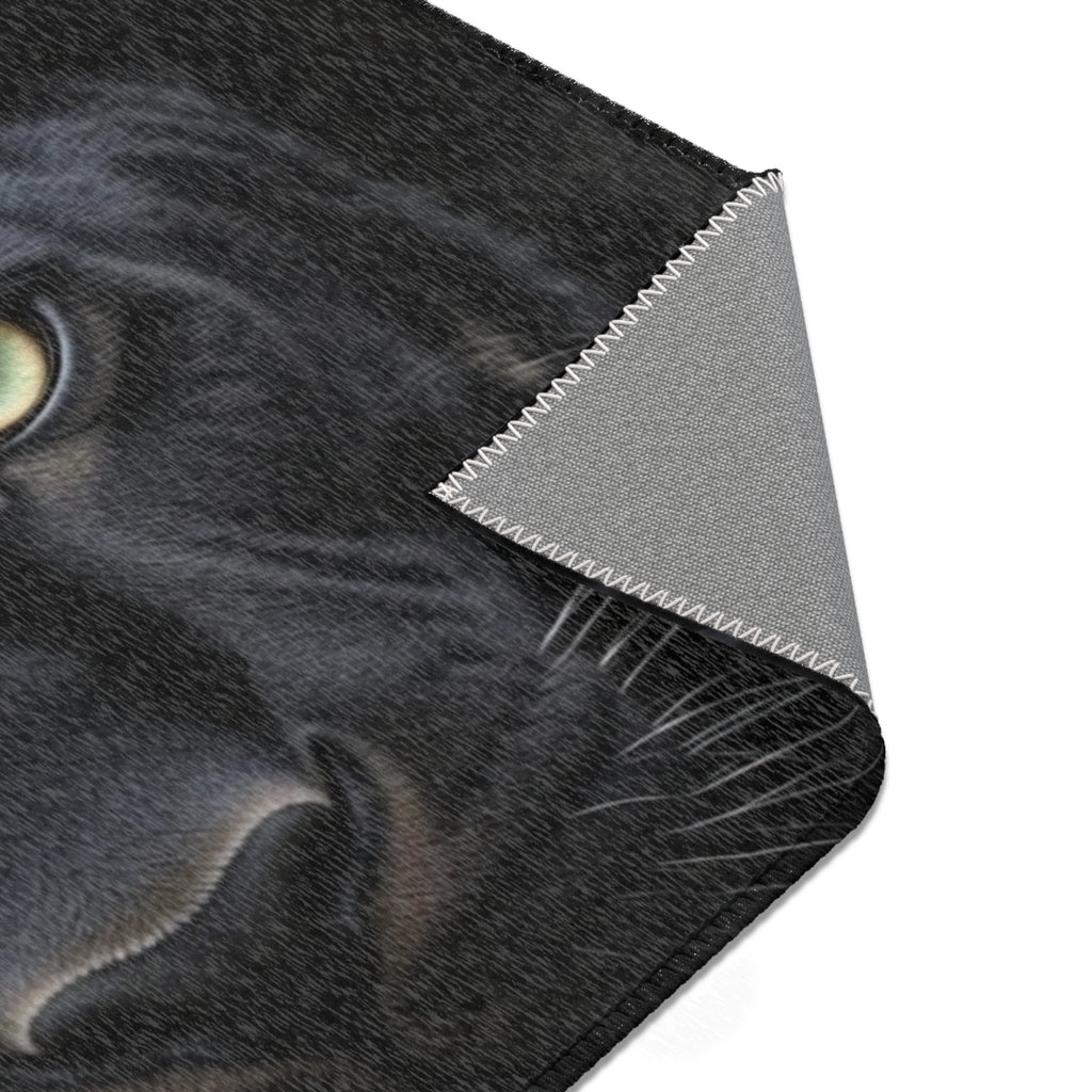 Black Panther Area Rug — Realistic Panther Face Decorative Accent Rug