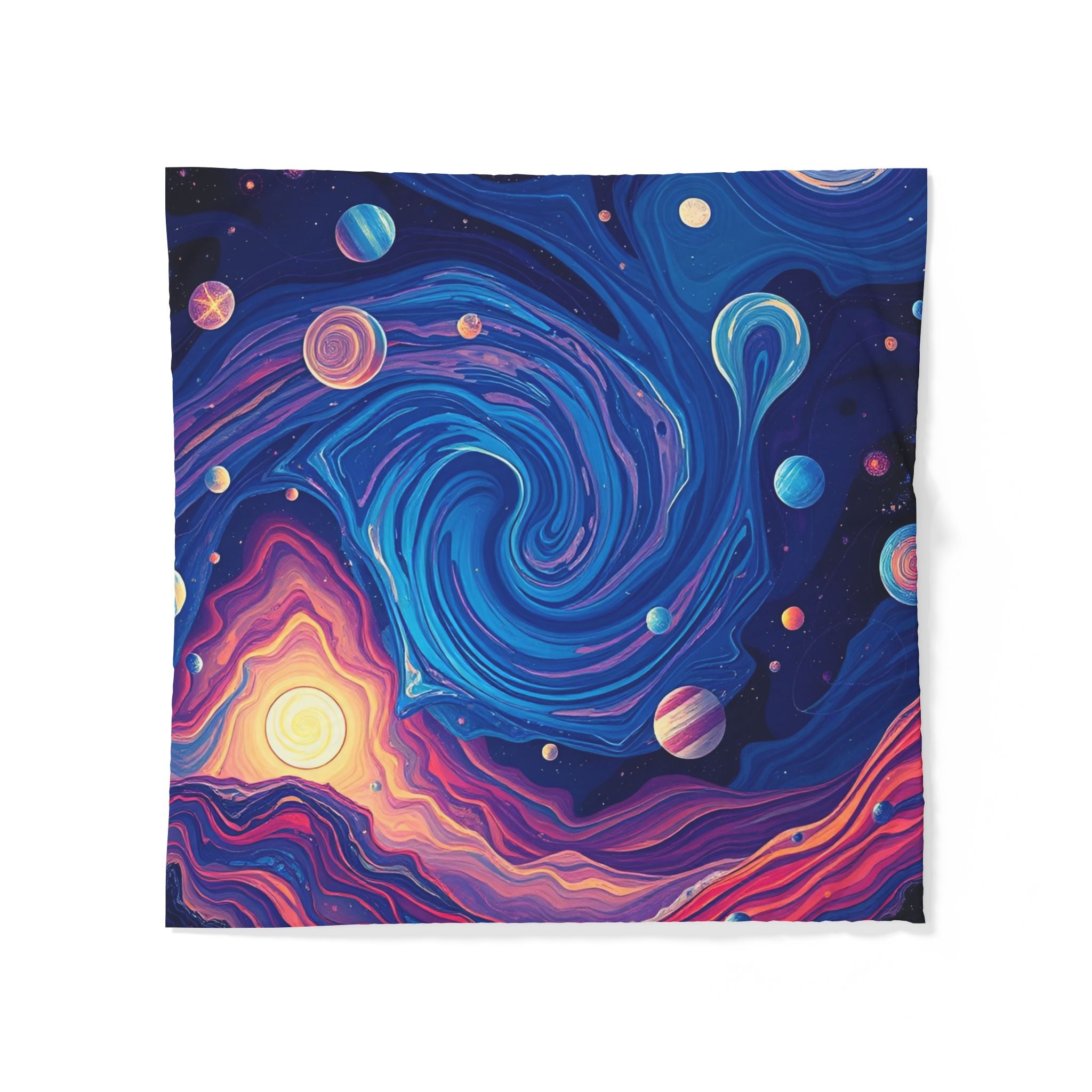 Galaxy Swirl Duvet Cover — Vibrant Cosmic Sunset Cotton Bedding