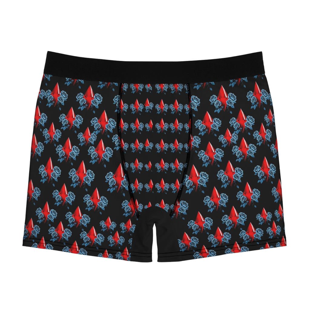 Red Jewel & Blue Roses Boxer Briefs — Men's Patterned AOP Underwear