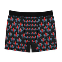 Red Jewel & Blue Roses Boxer Briefs — Men's Patterned AOP Underwear