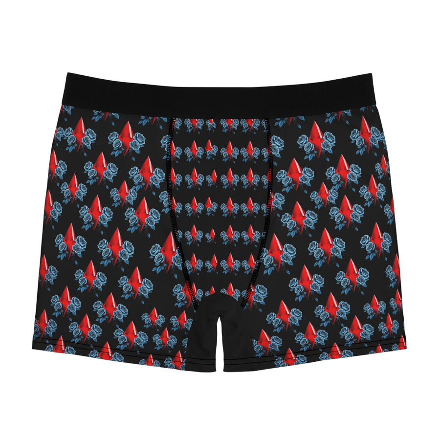 Red Jewel & Blue Roses Boxer Briefs — Men's Patterned AOP Underwear